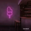 Ice Cream Popsicle neon sign in pink for dessert cafés, ice cream parlors, and playful restaurant decor.