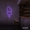 Ice Cream Popsicle neon sign in purple for dessert cafés, ice cream parlors, and playful restaurant decor.