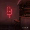 Ice Cream Popsicle neon sign in red for dessert cafés, ice cream parlors, and playful restaurant decor.