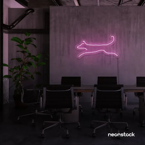Dog neon sign in baby pink – playful LED light decor for dog lovers and pet spaces.