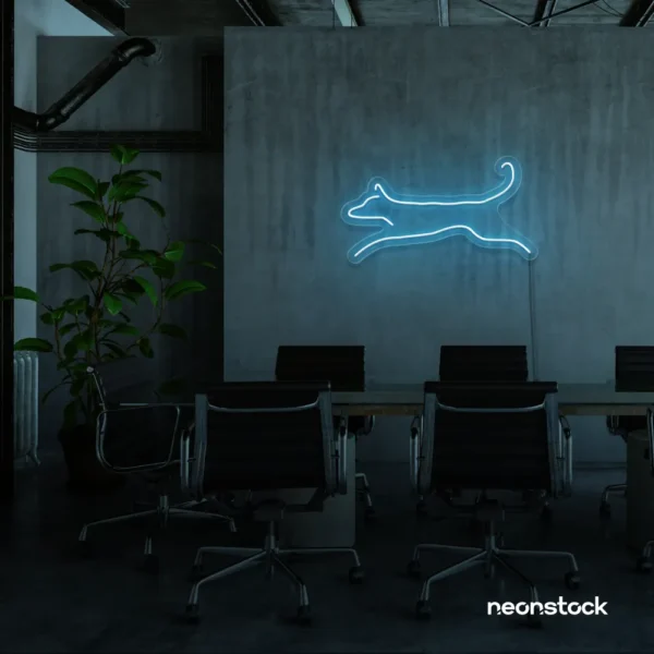 Dog neon sign in lemon yellow – playful LED light decor for dog lovers and pet spaces.