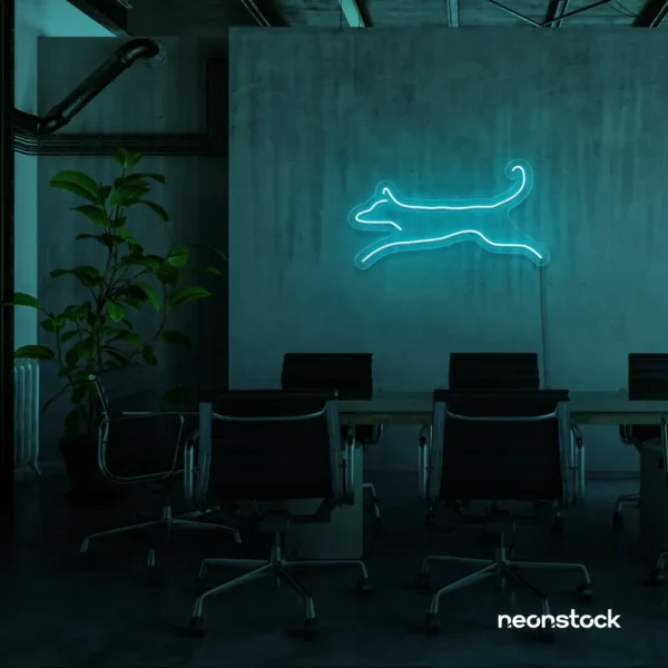 Dog neon sign in neutral white – playful LED light decor for dog lovers and pet spaces.