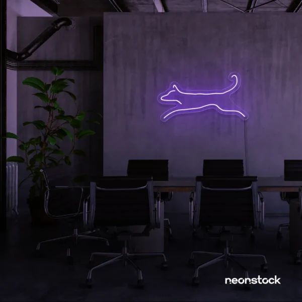 Dog neon sign in red – playful LED light decor for dog lovers and pet spaces.