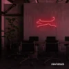 Dog neon sign in red – playful LED light decor for dog lovers and pet spaces.
