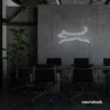 Dog neon sign in white – playful LED light decor for dog lovers and pet spaces.