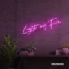 Light My Fire neon sign in pink for romantic decor, couple bedrooms, and Valentine’s ambiance.