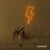 Lightning bolt neon sign in orange for modern wall decor