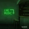 Live Music neon sign in Deep Green for restaurants, bars, or music venues.