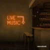 Live Music neon sign in Orange for restaurants, bars, or music venues.