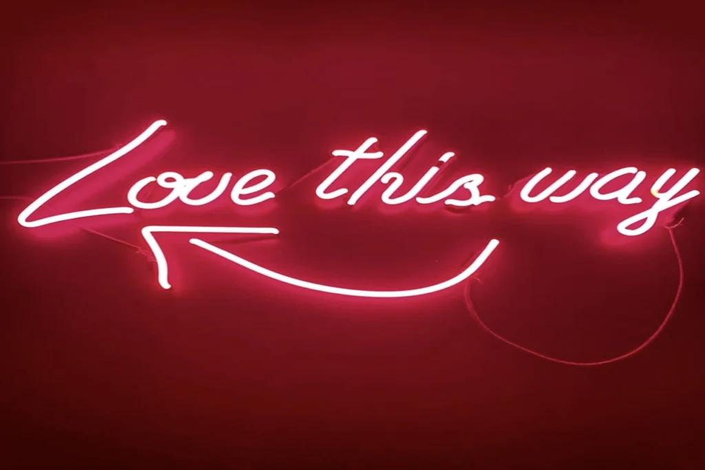 Love this way neon sign with arrow – handcrafted LED signage for romantic spaces