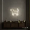 Dog neon sign in neutral white – stylish LED pet wall decor for homes and dog lovers.