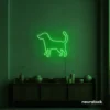 Dog neon sign in deep green – stylish LED pet wall decor for homes and dog lovers.