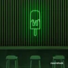 Melting Popsicle neon sign in deep green for ice cream parlors, dessert bars, and boba tea shops.