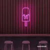 Melting Popsicle neon sign in pink for ice cream parlors, dessert bars, and boba tea shops.