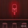Melting Popsicle neon sign in red for ice cream parlors, dessert bars, and boba tea shops.
