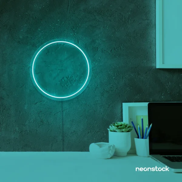 Full Circle neon sign in mint green for modern home and wall decor