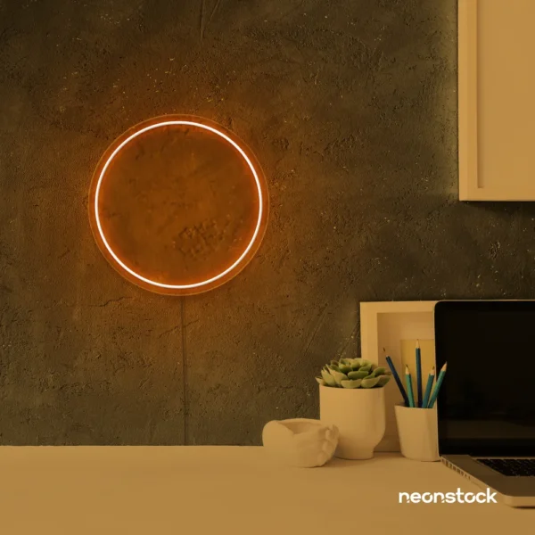 Full Circle neon sign in orange for modern home and wall decor