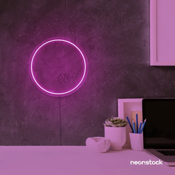 Full Circle neon sign in pink for modern home and wall decor
