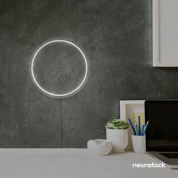 Full Circle neon sign in white for modern home and wall decor