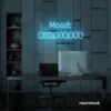 Mood CEO neon sign in ice blue for glam offices, boss babe rooms, and motivational decor.