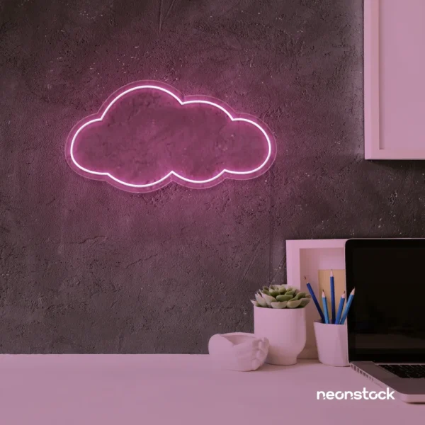Cloud neon sign in baby pink for nursery walls, kids' rooms, and dreamy home decor.