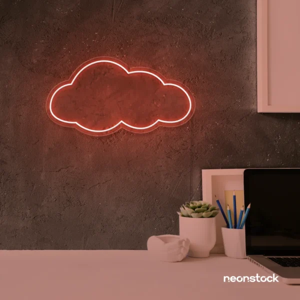 Cloud neon sign in peachy pink for nursery walls, kids' rooms, and dreamy home decor.