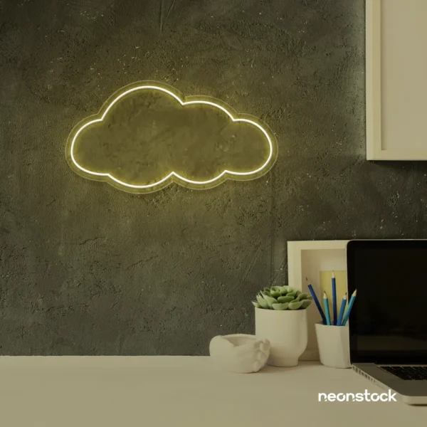 Cloud neon sign in warm white for nursery walls, kids' rooms, and dreamy home decor.