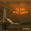 No Pain No Gain neon sign in orange for gym walls, fitness studios, and motivational workout decor.