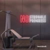 No Struggle No Progress neon sign in 5 for gym motivation, hustle wall decor, and fitness inspiration.