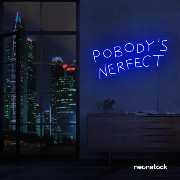 Normal Gets You Nowhere neon sign in dark blue for bold interiors, creative offices, and motivational decor.