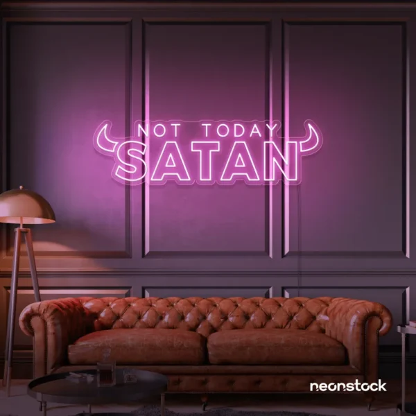 Not Today Satan neon sign in baby pink for bedroom or lounge decor