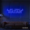 Not Today Satan neon sign in dark blue for bedroom or lounge decor