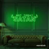 Not Today Satan neon sign in deep green for bedroom or lounge decor