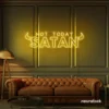Not Today Satan neon sign in golden yellow for bedroom or lounge decor