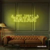 Not Today Satan neon sign in lemon yellow for bedroom or lounge decor