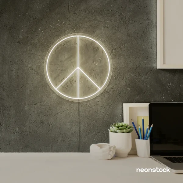 Peace neon sign in Neutral white for wall art and home decor