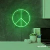 Peace neon sign in green for wall art and home decor