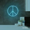 Peace neon sign in ice blue for wall art and home decor