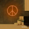 Peace neon sign in orange for wall art and home decor
