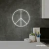 Peace neon sign in white for wall art and home decor