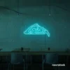 Pizza slice neon sign in mint green for pizzerias, fast food joints, and restaurant wall decor.