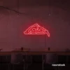 Pizza slice neon sign in red for pizzerias, fast food joints, and restaurant wall decor.