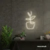 Plant neon sign in Neutral white for home decor