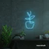 Plant neon sign in ice blue for home decor
