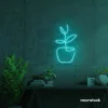 Plant neon sign in mint green for home decor