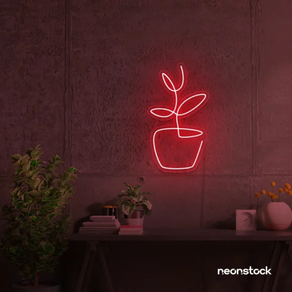 Plant neon sign in red for home decor