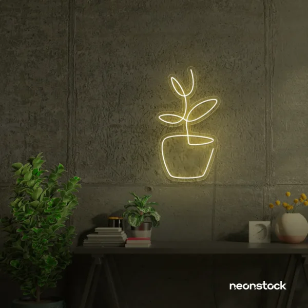 Plant neon sign in warm white for home decor