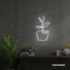 Plant neon sign in white for home decor