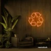 Reuse Recycle neon sign in orange for eco-conscious decor, sustainable spaces, and green-themed rooms