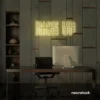 Rise Up neon sign in warm white for gyms, empowerment decor, and motivational spaces.